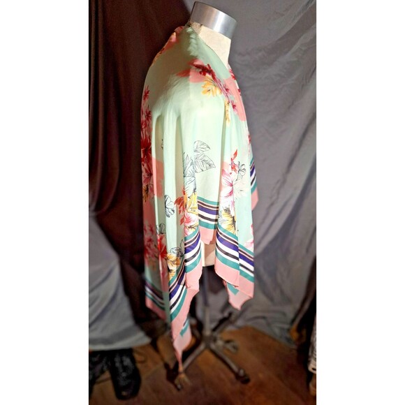 Express Womens Open Front Cardigan Top One Size Green Floral - Picture 5 of 6